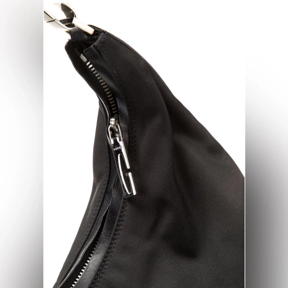 GUCCI Black Nylon Hobo Shoulder Bag
